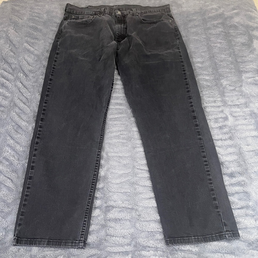 Levis 502 Regular Taper Jeans Mens 36x30 Faded Black Denim Pants 29507-0001